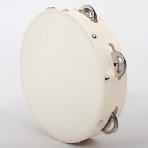 Tambourine – Single Row with Skin – 8In