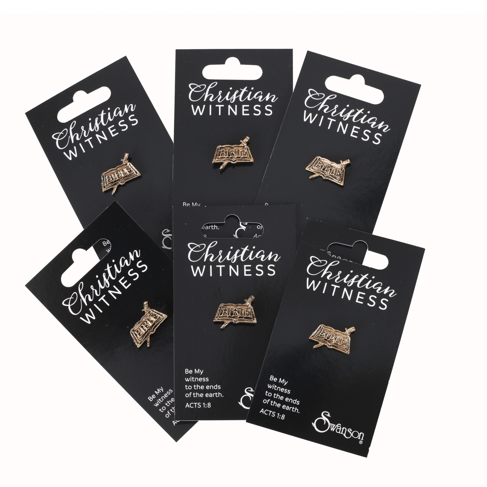 Lapel Pin Sword & Bible Oxidized Gold - Pack of 6 - Image 4