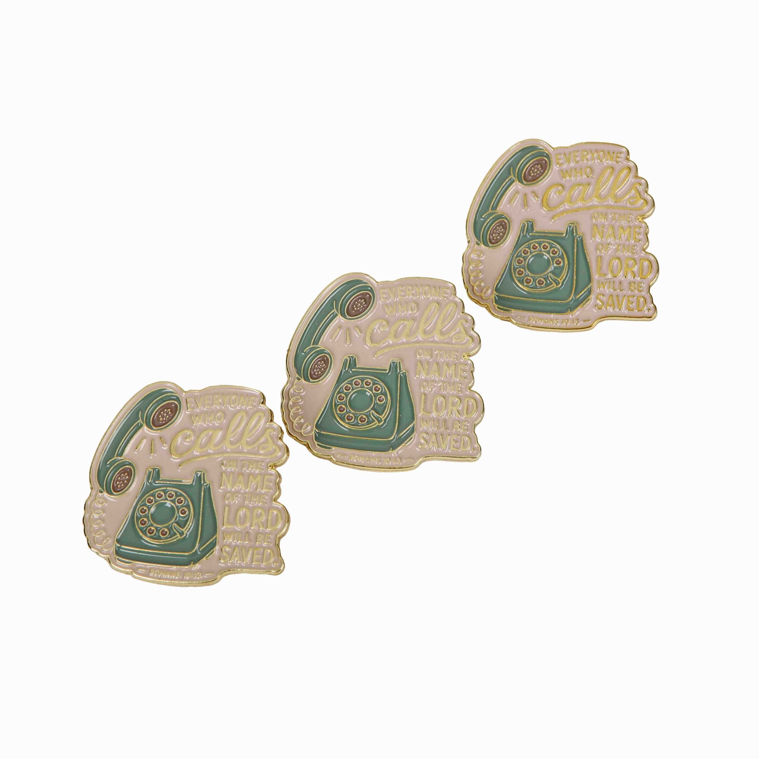 Romans 10:13 Rotary Phone Enamel Pin - Pack of 3 - Image 4