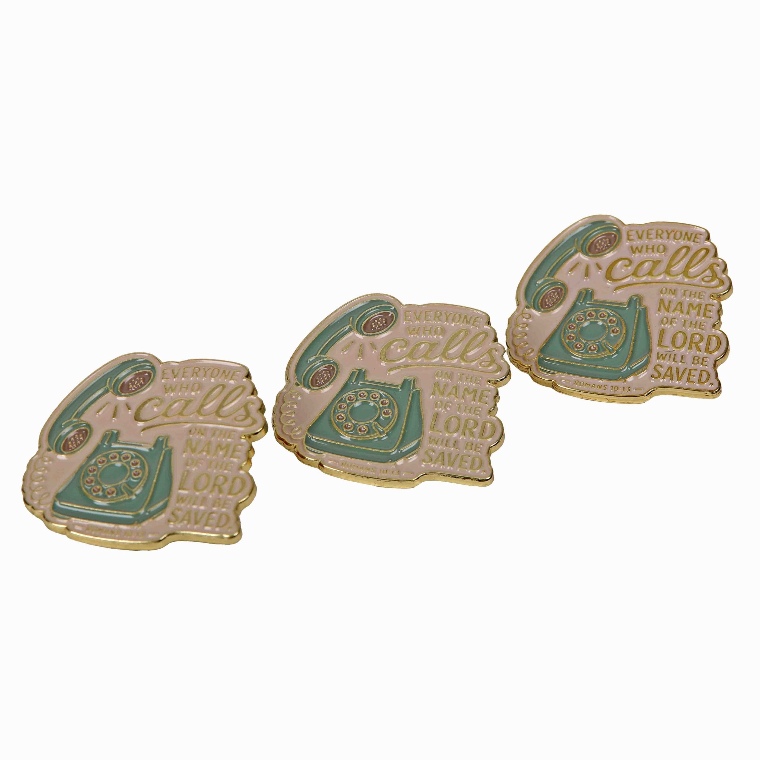 Romans 10:13 Rotary Phone Enamel Pin - Pack of 3 - Image 3