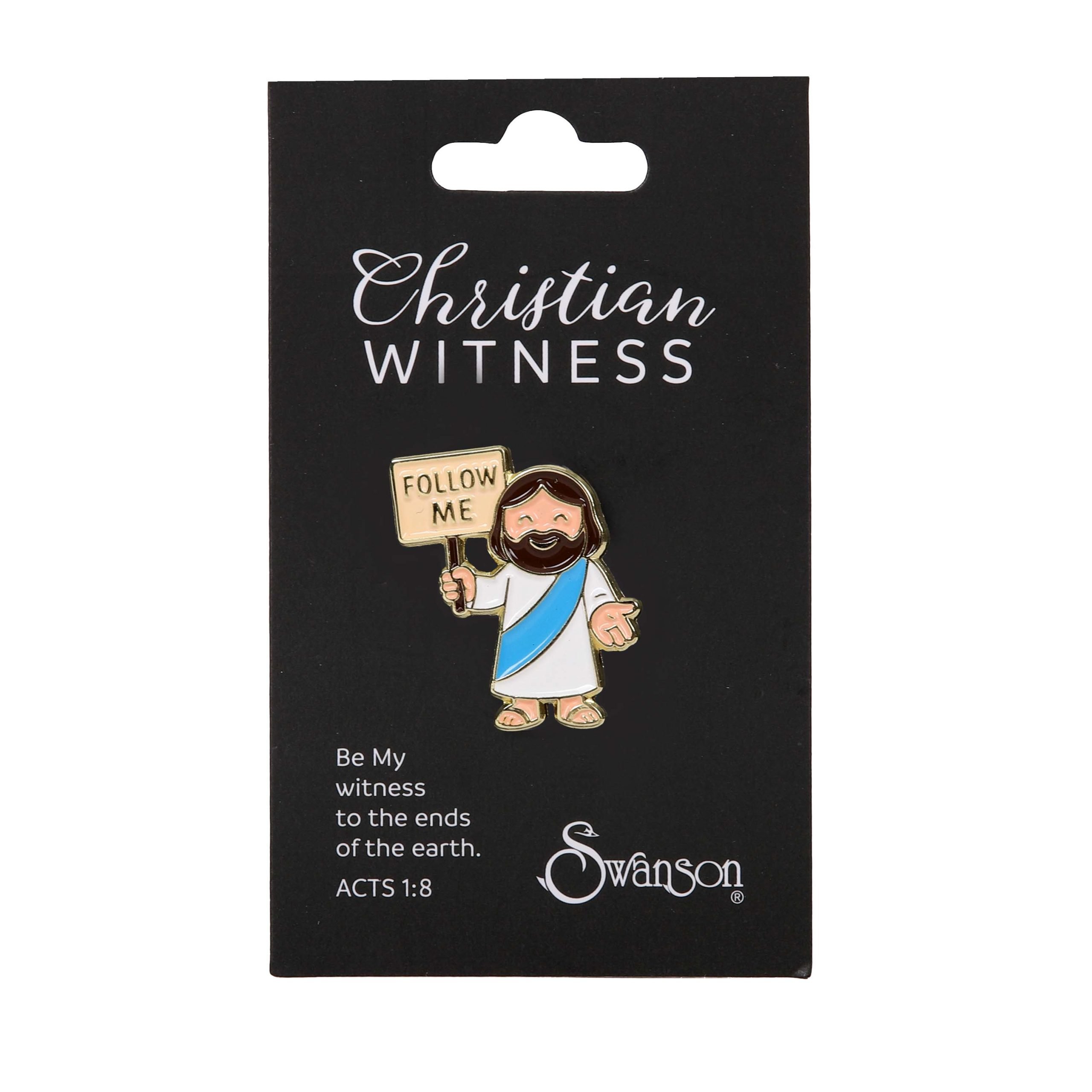 Follow Me Enamel Pin - Little Jesus With A Follow Me Sign - Pack of 3 - Image 2