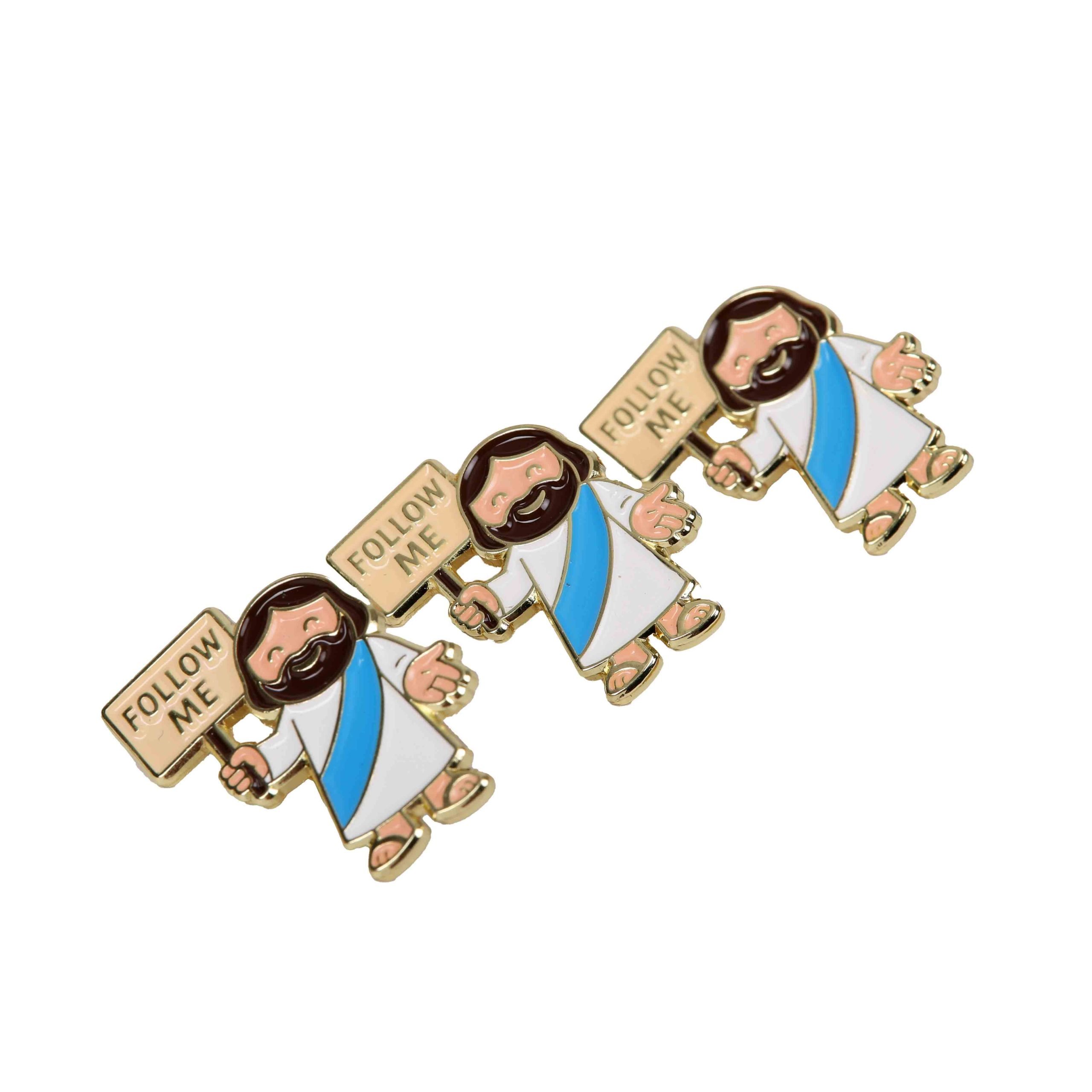 Follow Me Enamel Pin - Little Jesus With A Follow Me Sign - Pack of 3 - Image 4