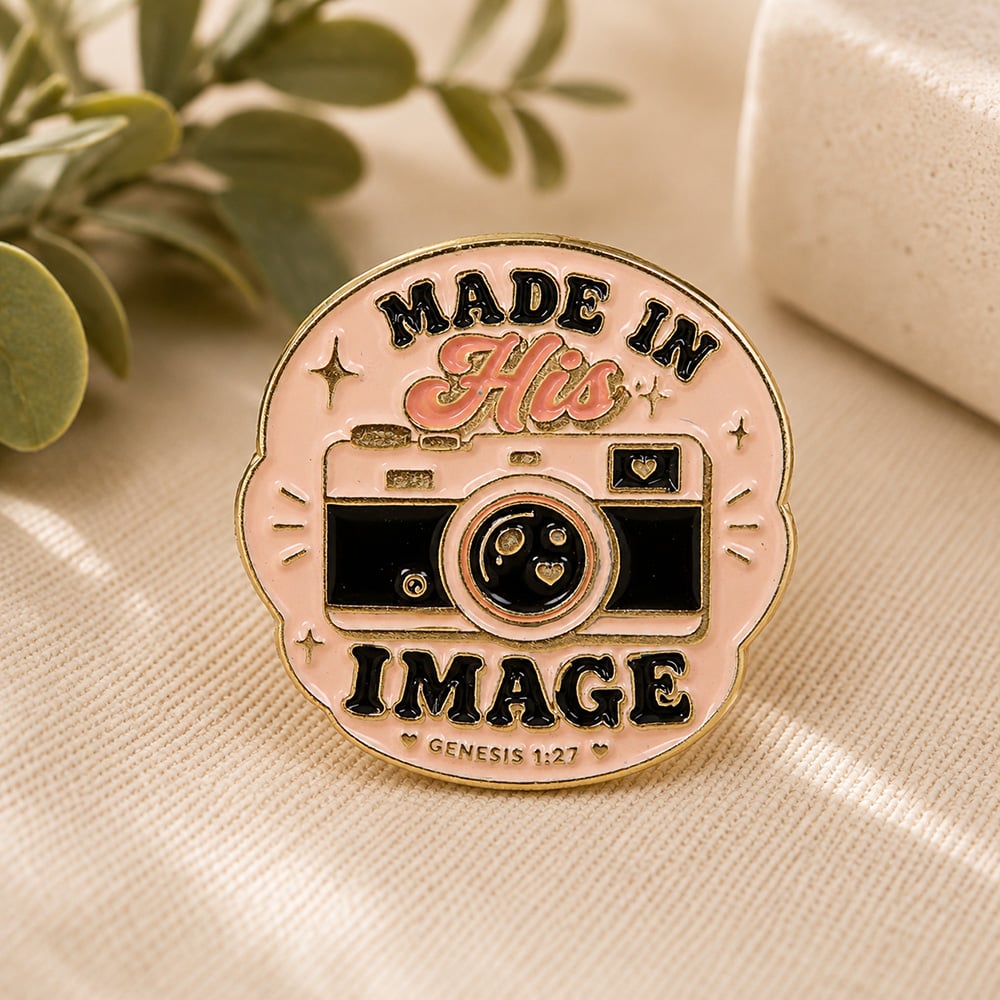 Made In His Image Enamel Pin - Genesis 1:27 Camera Design - Pack of 3 - Image 2