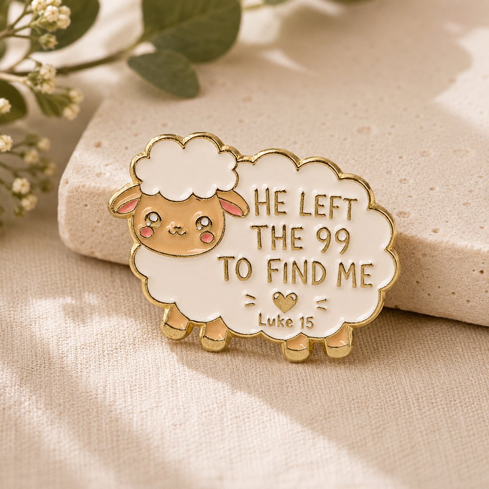 Lost Sheep Enamel Pin - He Left The 99 To Find Me, Luke 15 - Pack of 3 - Image 2