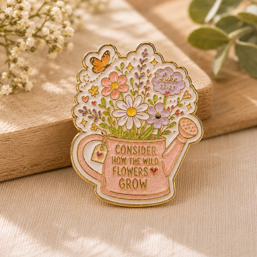 Wildflower Luke 12:27 Enamel Pin - Consider How The Wild Flowers Grow - Pack of 3 - Image 2