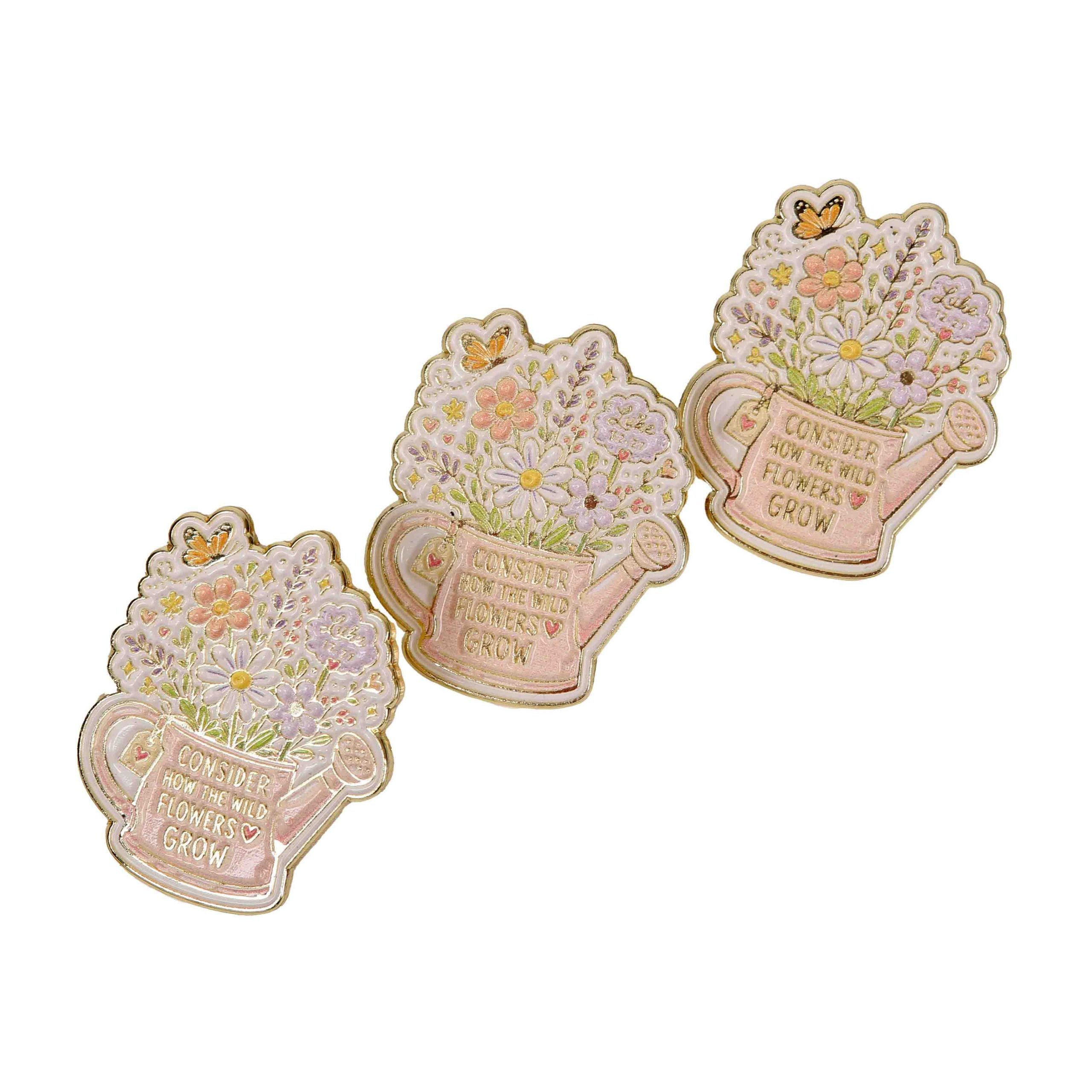 Wildflower Luke 12:27 Enamel Pin - Consider How The Wild Flowers Grow - Pack of 3 - Image 3