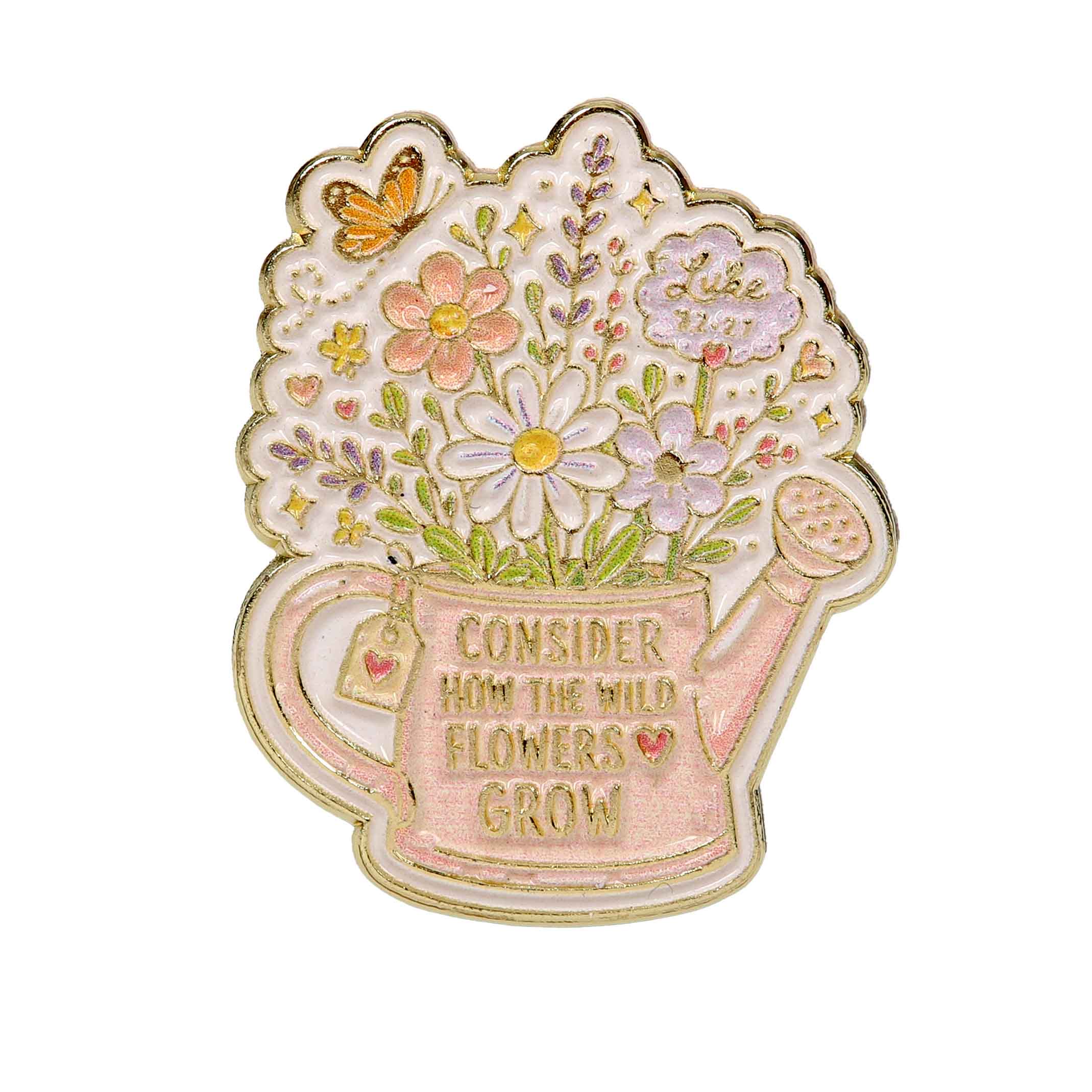 Wildflower Luke 12:27 Enamel Pin - Consider How The Wild Flowers Grow - Pack of 3