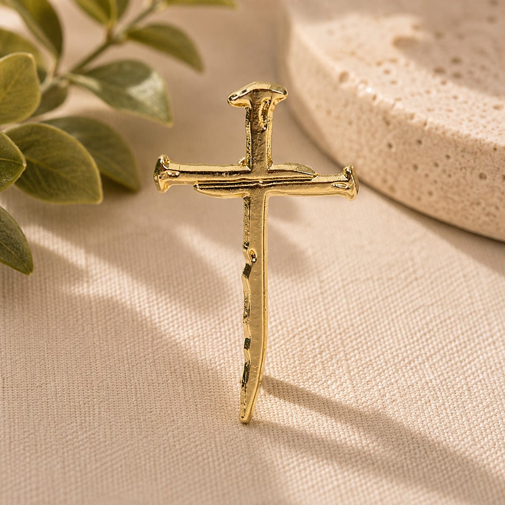 Nail Cross Lapel Pin - Cross of Nails Design - Pack of 3 - Image 2