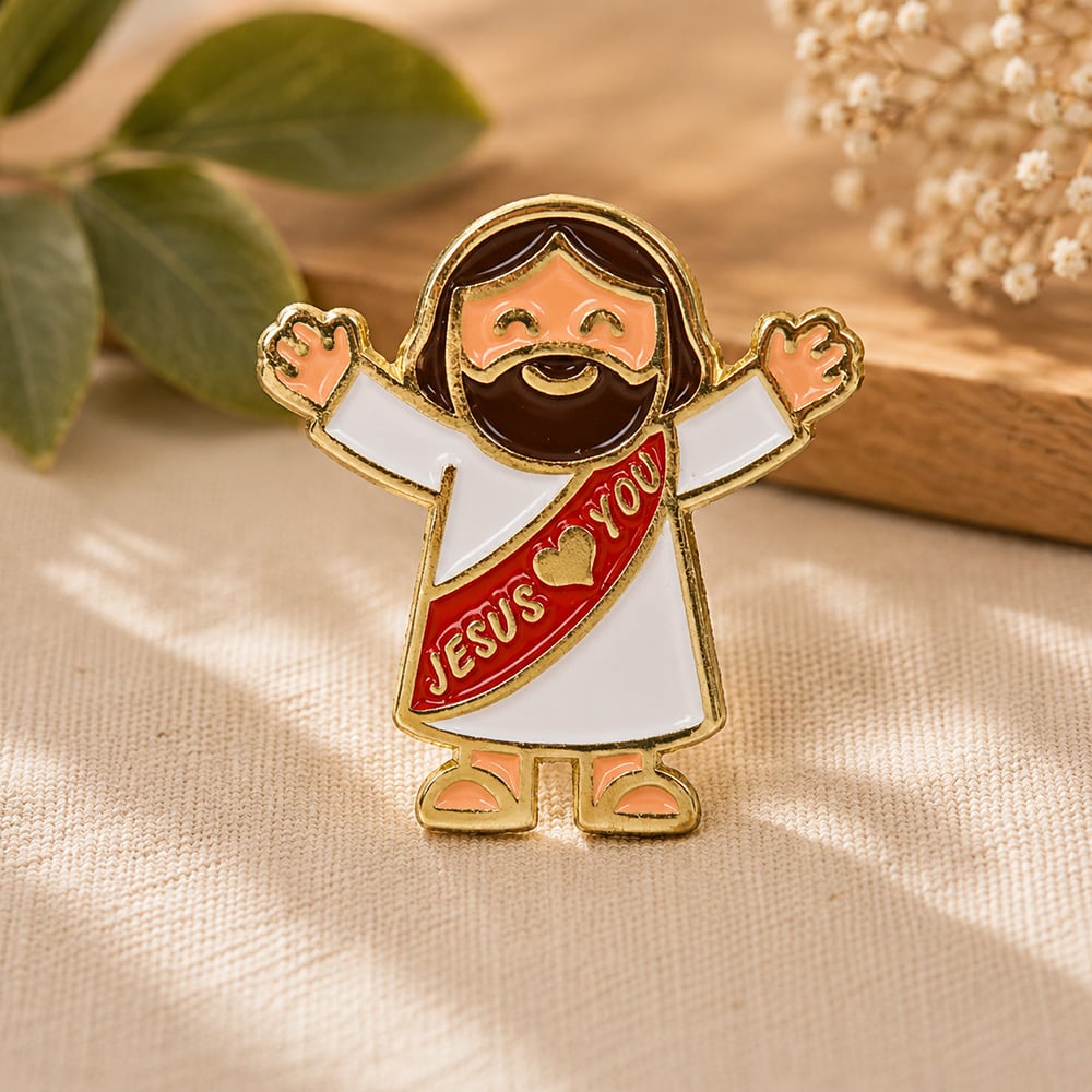 Jesus Loves You Enamel Pin - Open Arms Design - Pack of 3 - Image 2