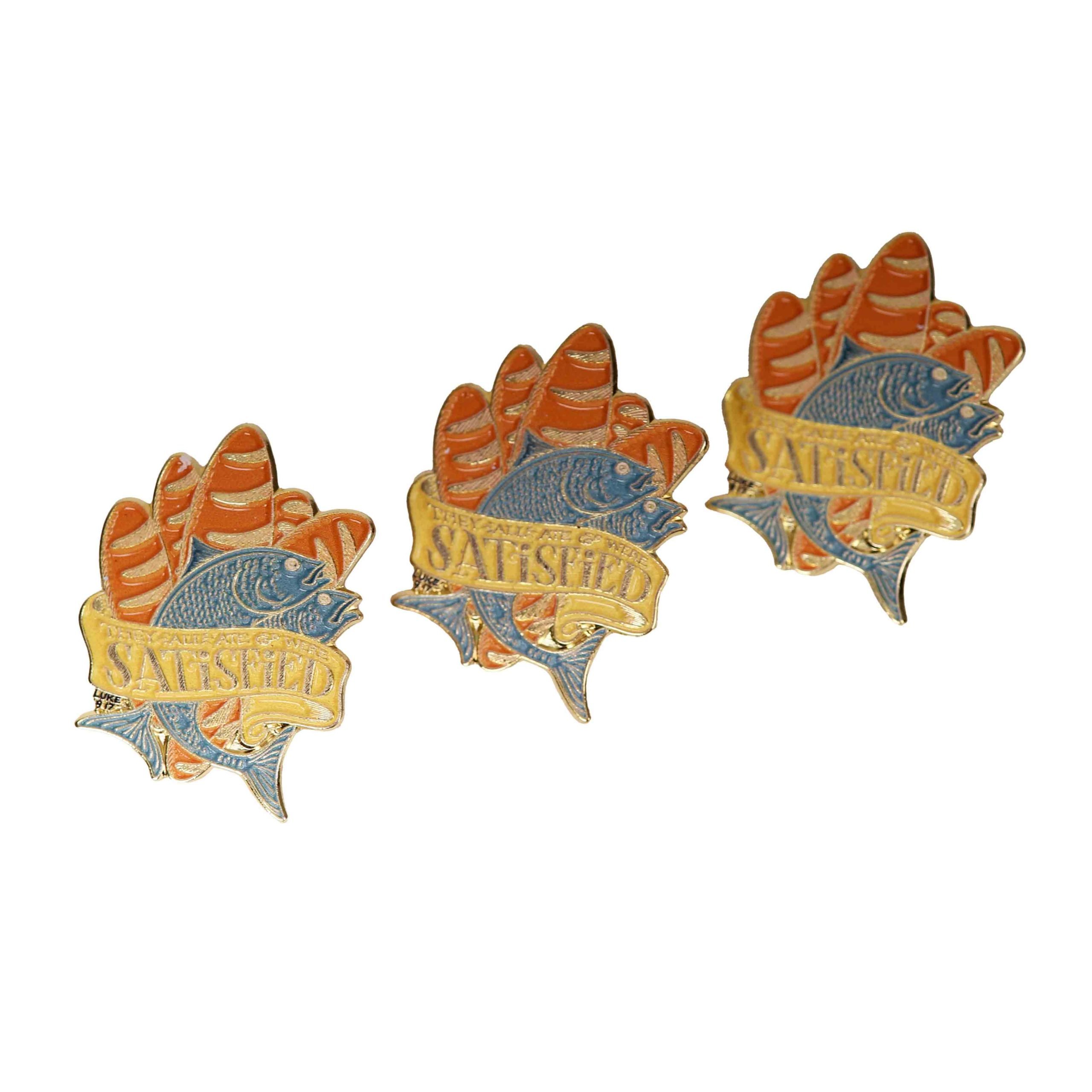Loaves And Fishes Enamel Pin - Satisfied in Luke 9:17 - Pack of 3 - Image 2
