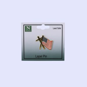 USA Flag Enamel Lapel Pin – Gold Metal, Waving American Flag – Made In USA