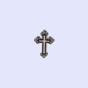 Lapel Pin Budded Cross Silver/Black PK3