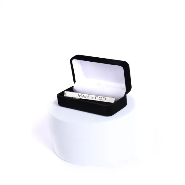 Silver Etched Tie Bar- Man Of God- Swanson Christian products