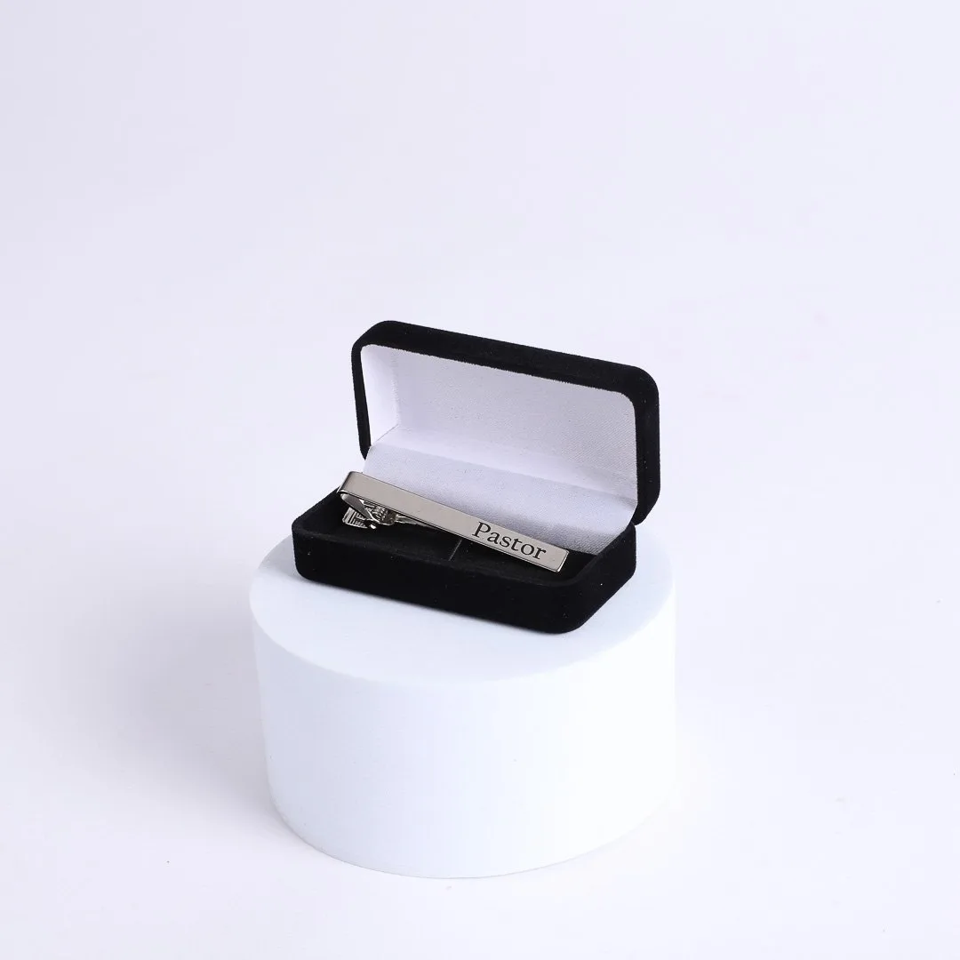 Silver Etched Tie Bar- Pastor- Swanson Christian products