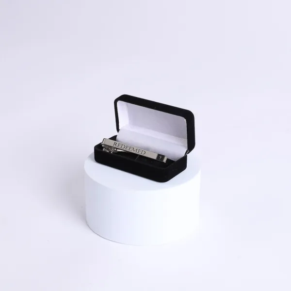 Silver Etched Tie Bar- Redeemed- Swanson Christian products
