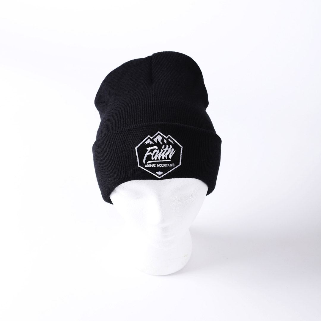 Black Beanie Hat - Faith Moves Mountains | Swanson Christain Products