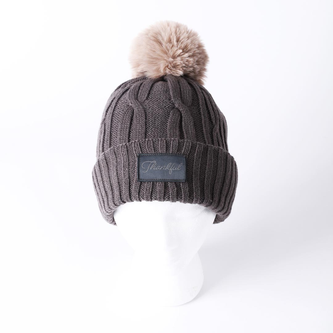 Grey Beanie Hat |- Thankful | Swanson Christian Products