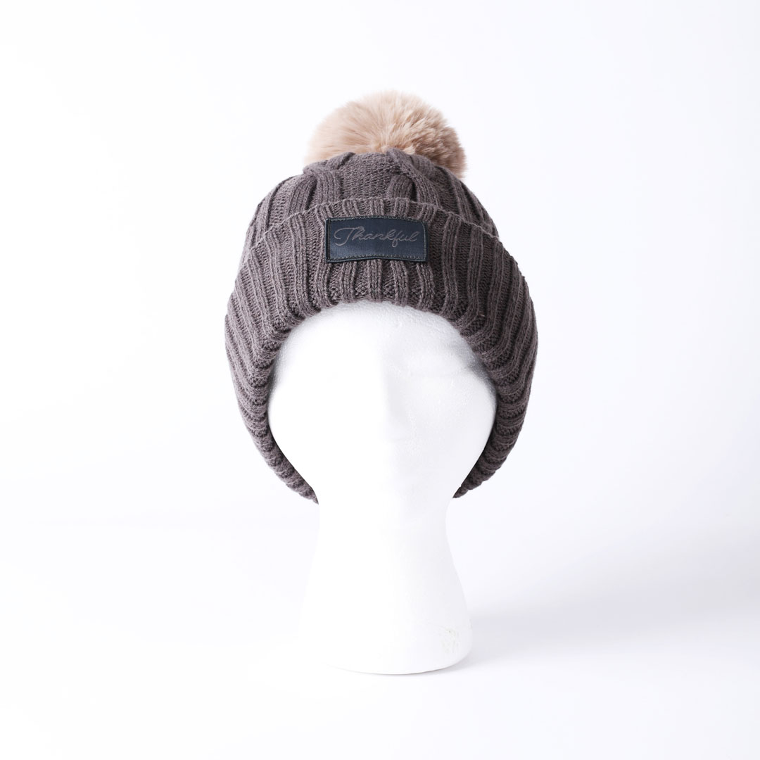 Grey Beanie Hat |- Thankful | Swanson Christian Products