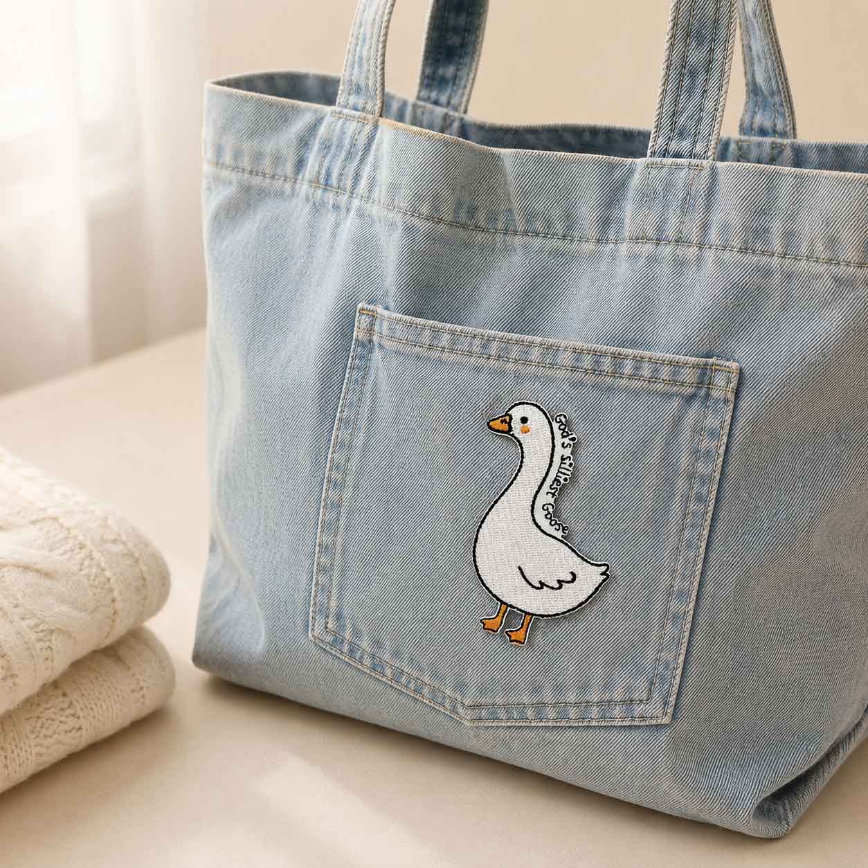 Goose Patch - Embroidered Iron-On God's Silliest Goose - Pack of 3 - Image 3