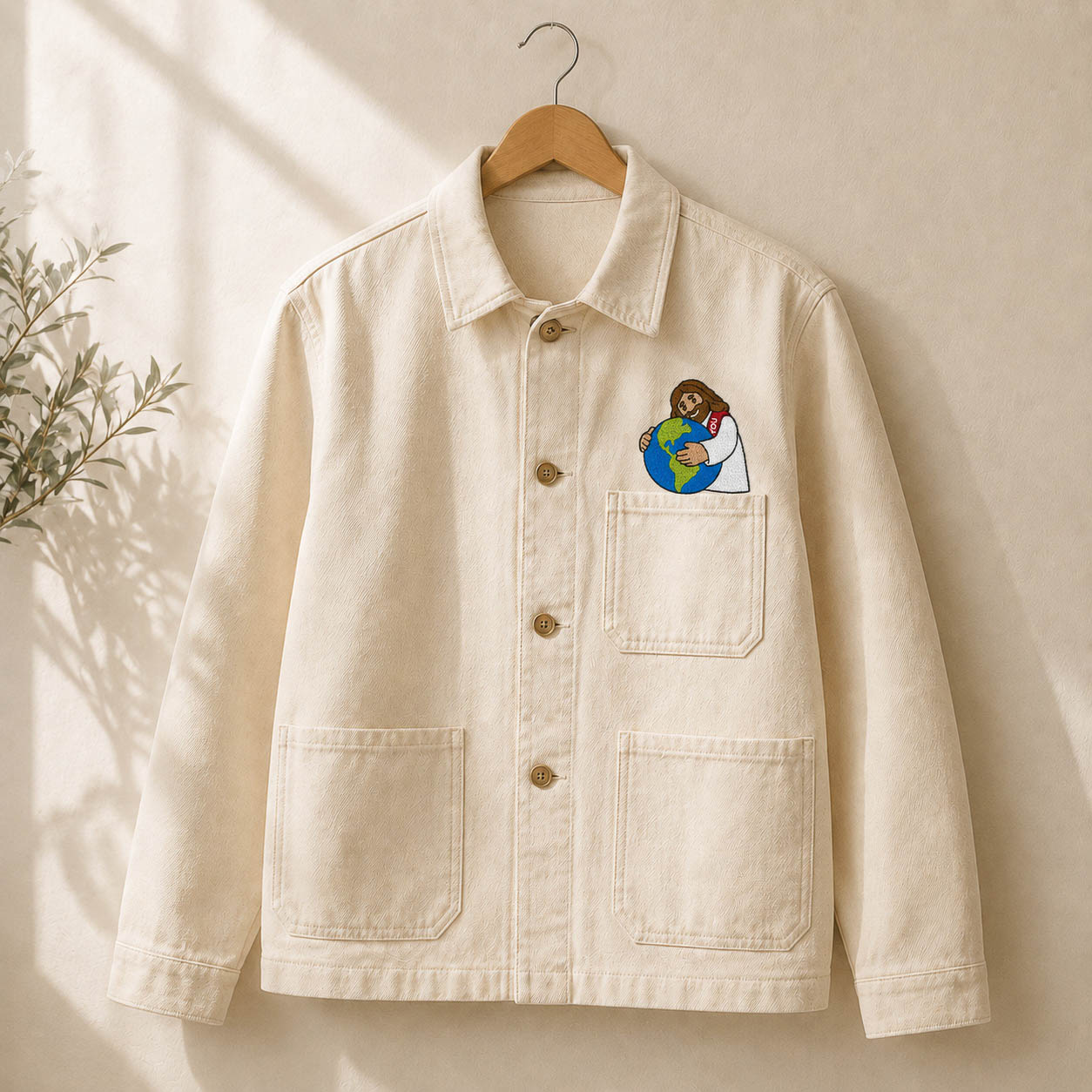 Jesus Patch - Embroidered Iron-On Jesus Holding the World - Pack of 3 - Image 3