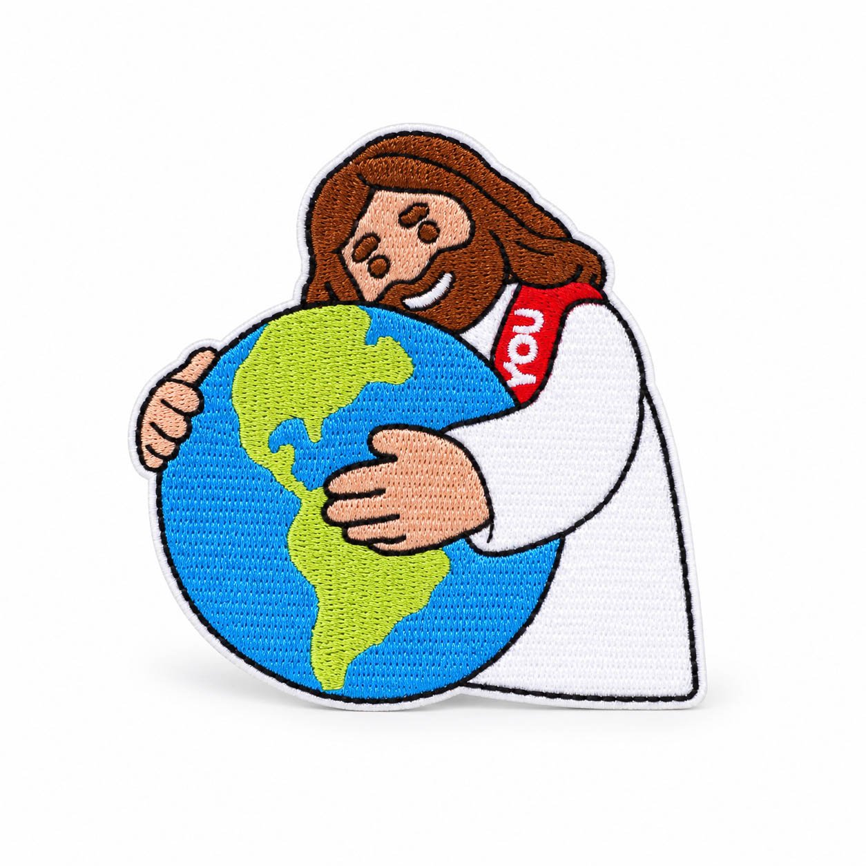 Jesus Patch - Embroidered Iron-On Jesus Holding the World - Pack of 3 - Image 2