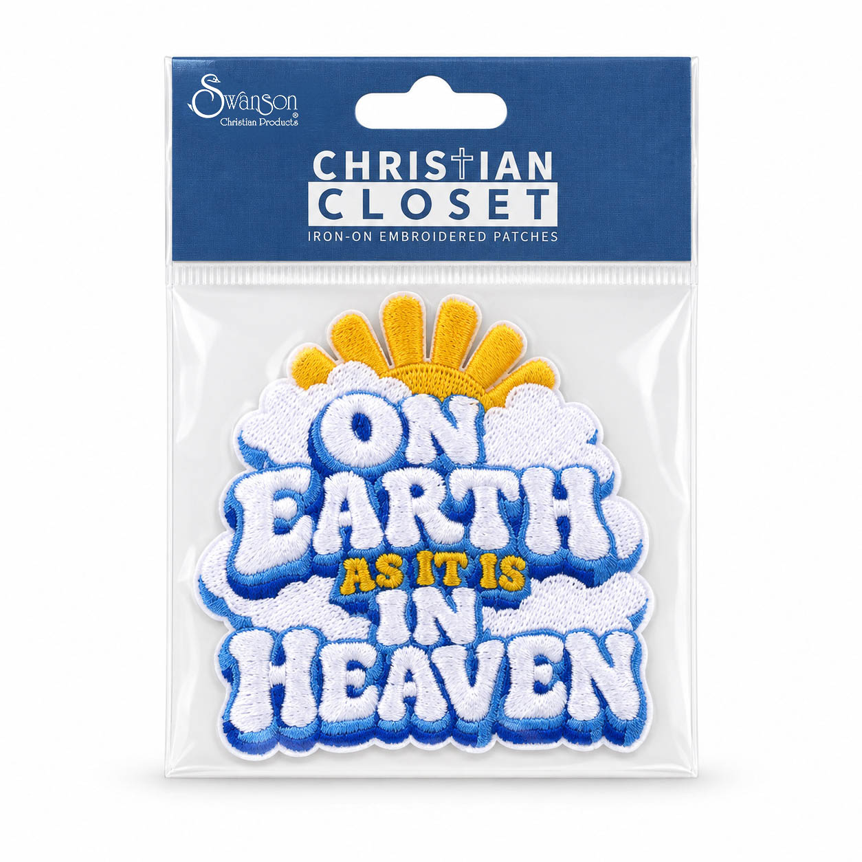 Lord's Prayer Patch - Iron-On On Earth As It Is In Heaven - Pack of 3