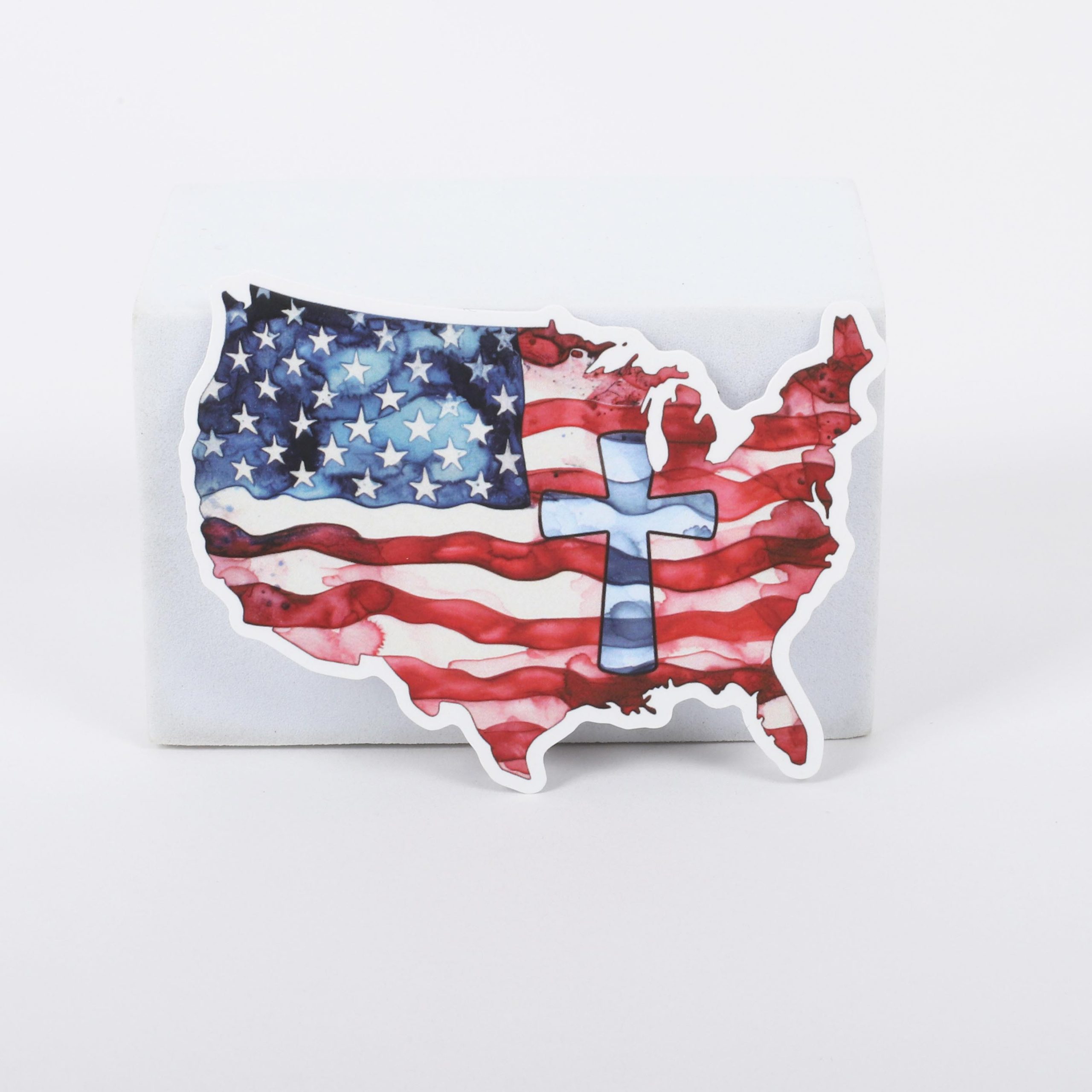 Sticker Vinyl Watercolor American Flag Pk5 - Image 2