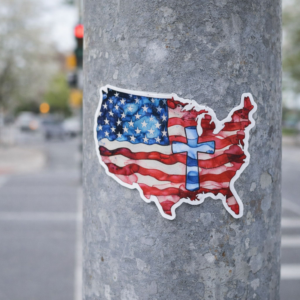 Sticker Vinyl Watercolor American Flag Pk5 - Image 4