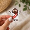 Adorable Jesus Loves You sticker with cartoon Jesus illustration, faith-based decal for kids and Christian gifts