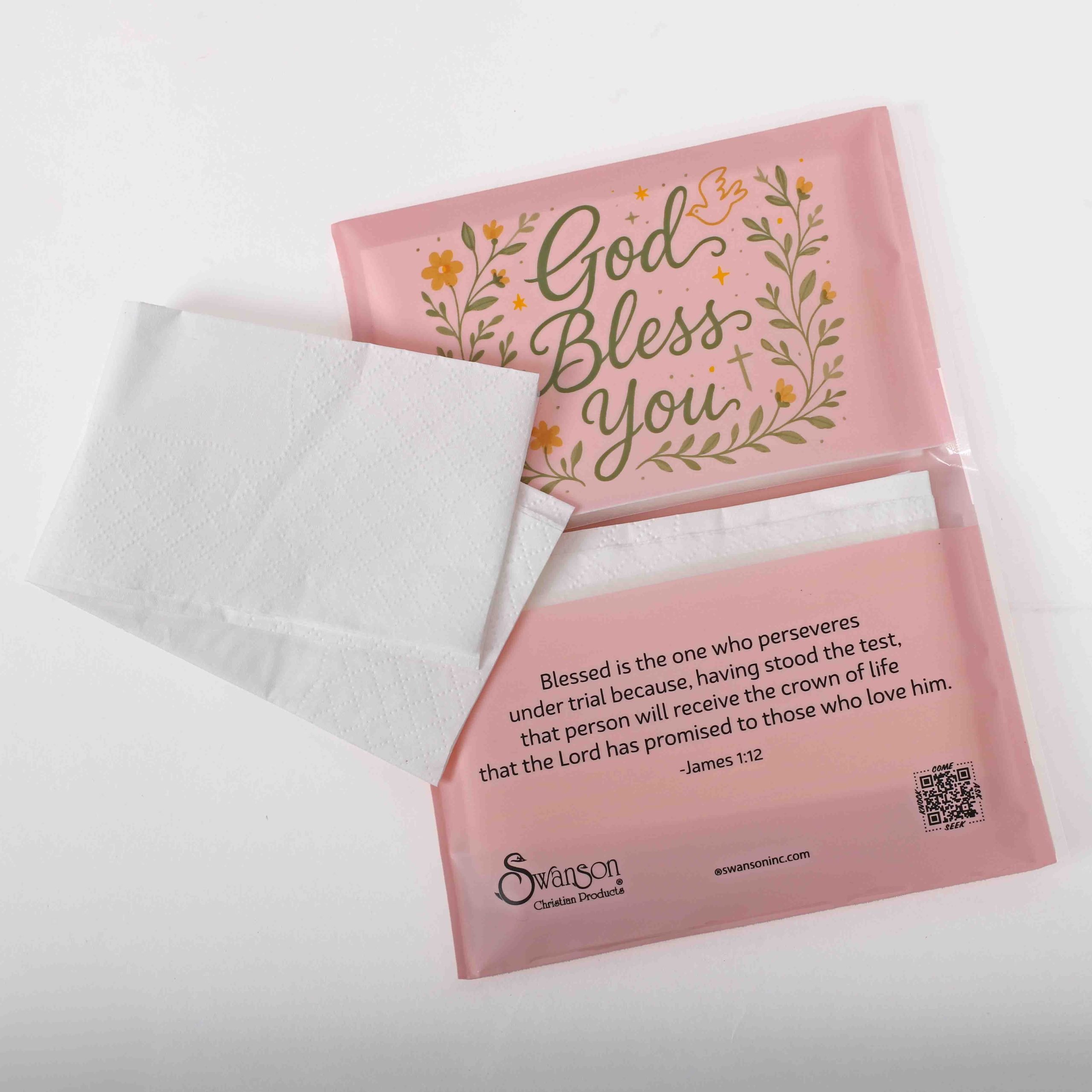 Tissue - God Bless You - Dove & Cross - Pk12