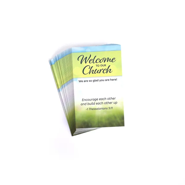 book cover with the words welcome to our church.