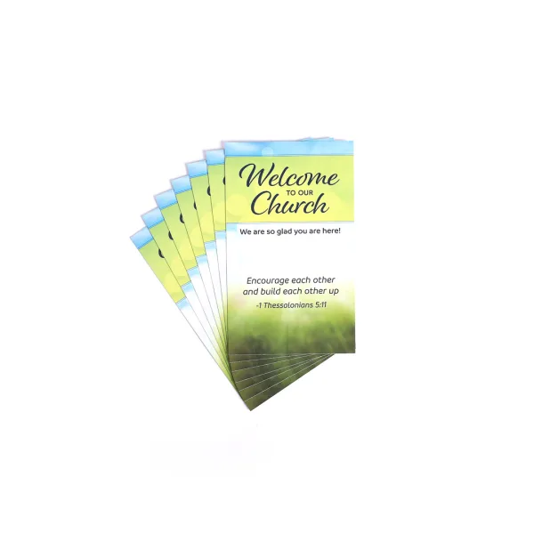 book cover with the words welcome to our church.