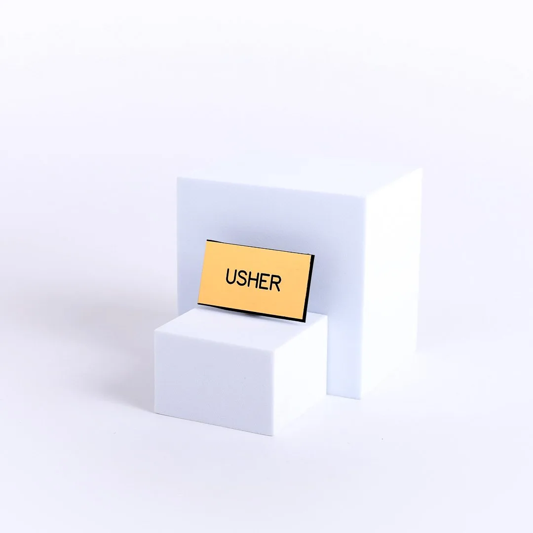 Badge Engraved Usher Gold Clip Back - Image 2