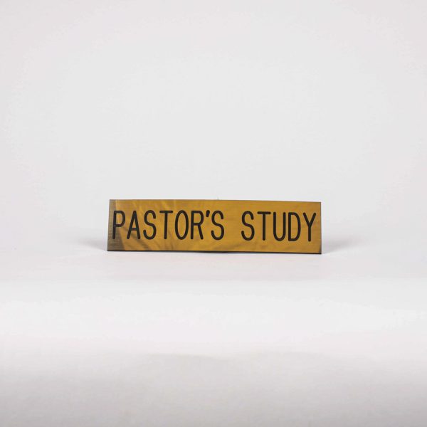 Engraved Sign - Pastor's Study - Adhesive Back - Gold