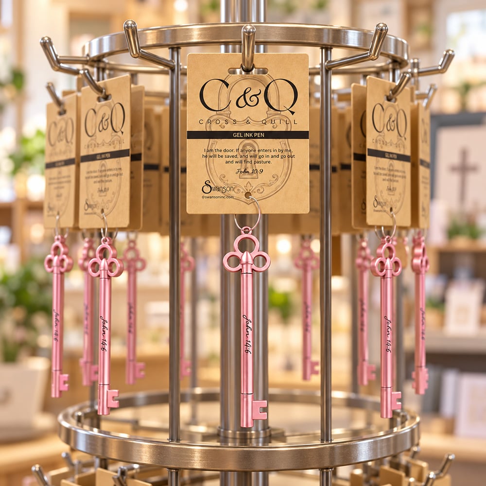 Pink Key Pen - 'Jesus Is the Key' John 14:6 Gel Ink - Pack of 12 - Image 2