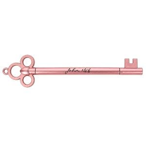 Pink Key Pen – ‘Jesus Is the Key’ John 14:6 Gel Ink – Pack of 12
