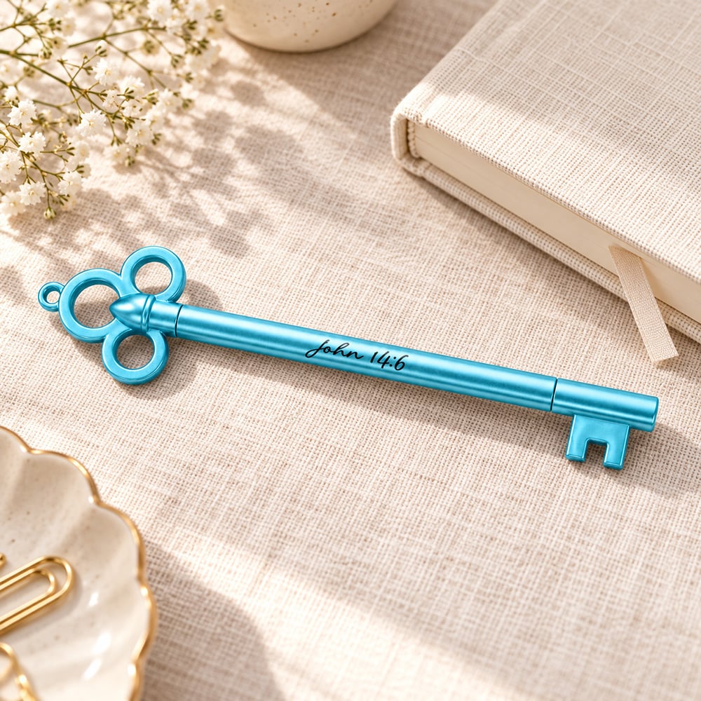 Blue Key Pen - 'Jesus Is the Key' John 14:6 Gel Ink - Pack of 12 - Image 3