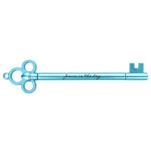 Blue Key Pen – ‘Jesus Is the Key’ John 14:6 Gel Ink – Pack of 12