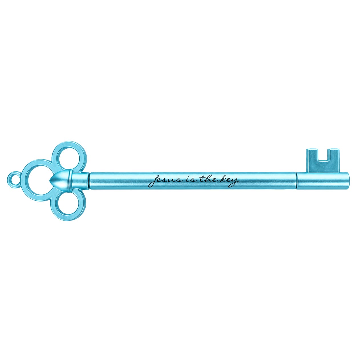 Blue Key Pen - 'Jesus Is the Key' John 14:6 Gel Ink - Pack of 12