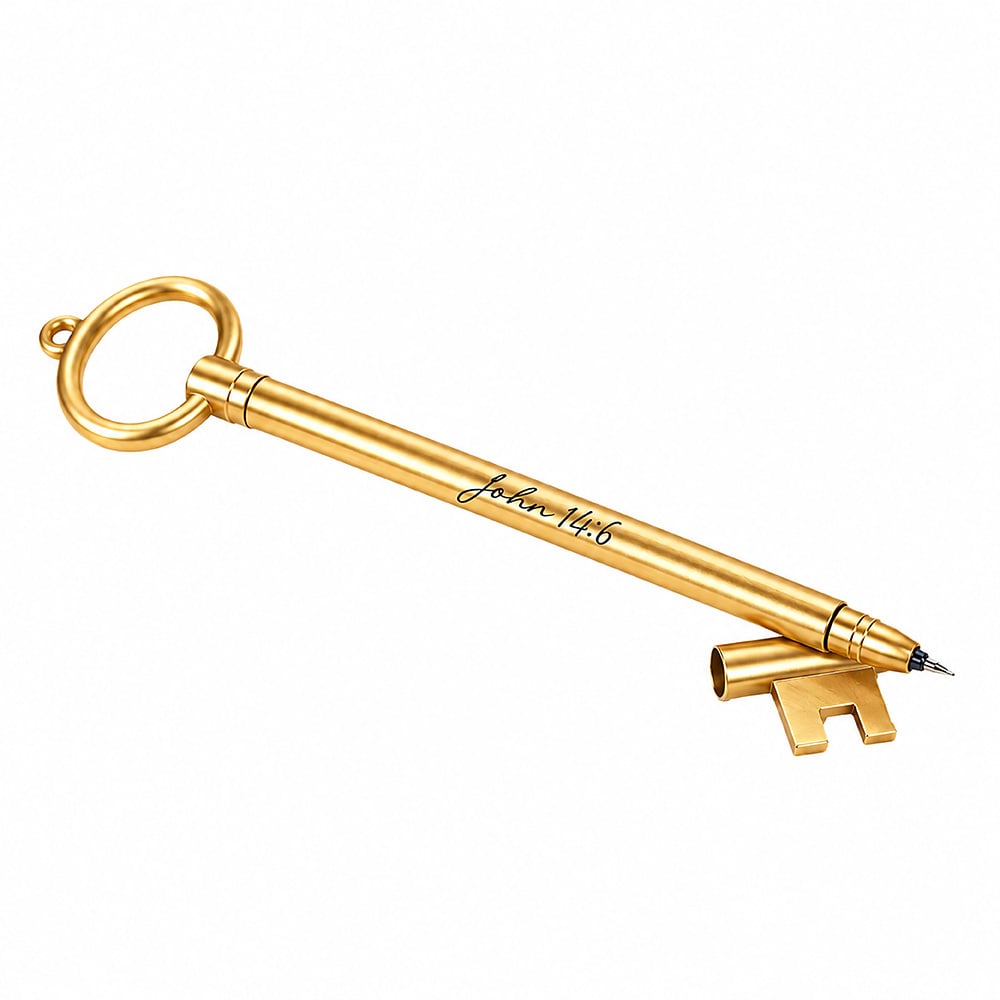 Gold Key Pen - 'Jesus Is the Key' John 14:6 Gel Ink - Pack of 12 - Image 5