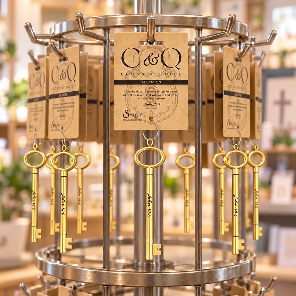 Gold Key Pen - 'Jesus Is the Key' John 14:6 Gel Ink - Pack of 12 - Image 2