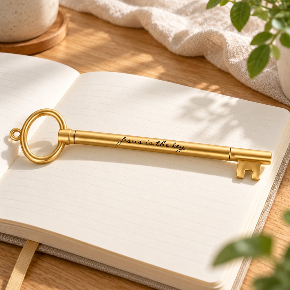 Gold Key Pen - 'Jesus Is the Key' John 14:6 Gel Ink - Pack of 12 - Image 3