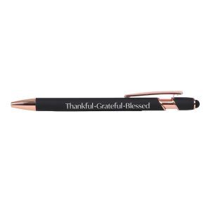 Gift Pen – Engraved Thankful – Black – Stylus Tip