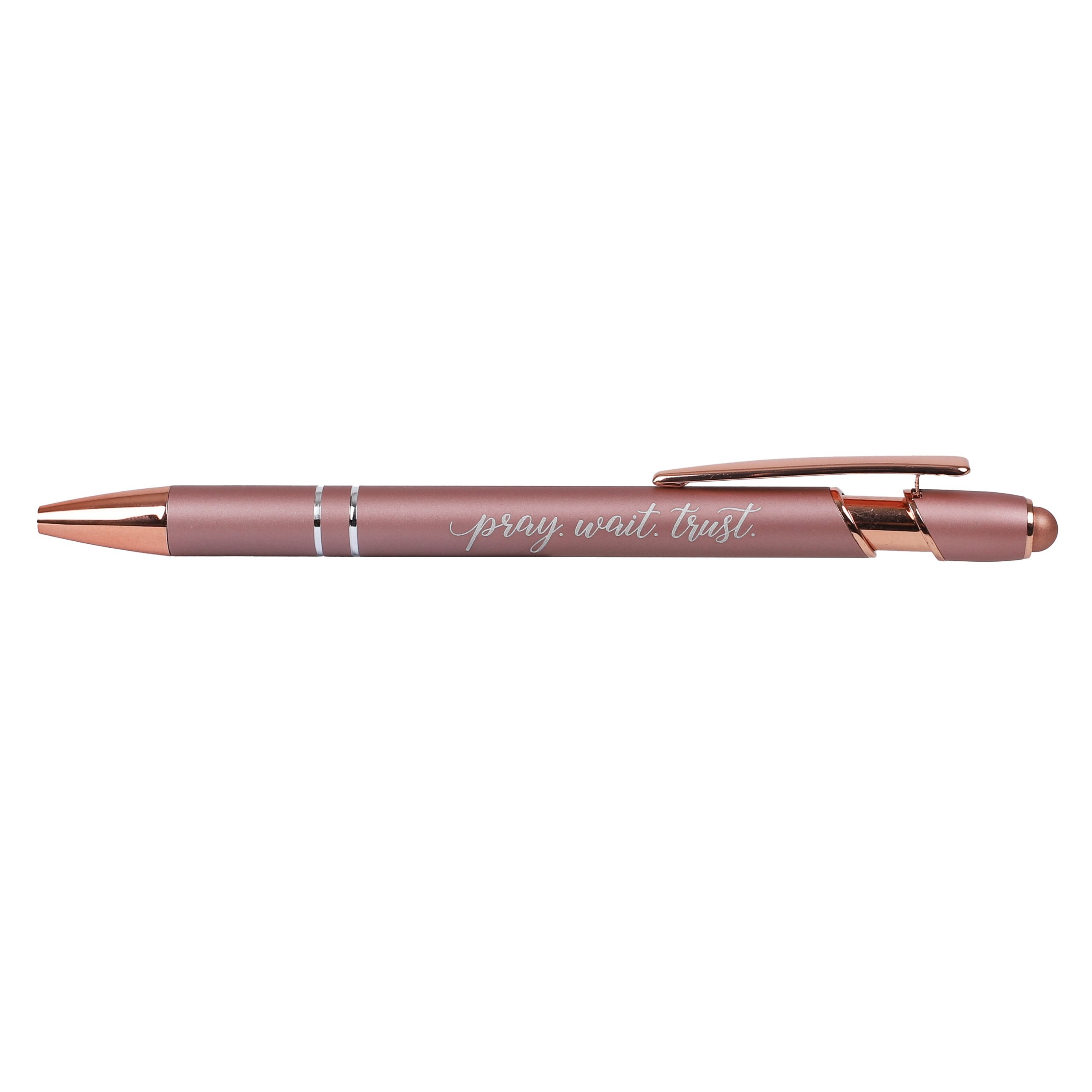 Gift Pen - Pray Wait Trust - Rose Gold - Stylus Tip