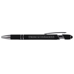 Gift Pen – Strong & Courageous – Black – Stylus Tip