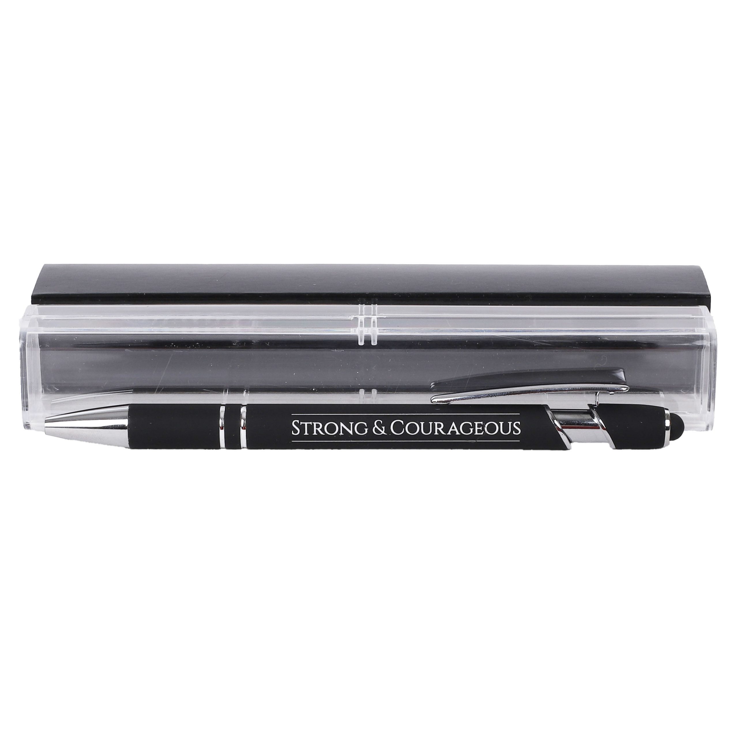 Gift Pen - Strong & Courageous - Black - Stylus Tip - Image 5