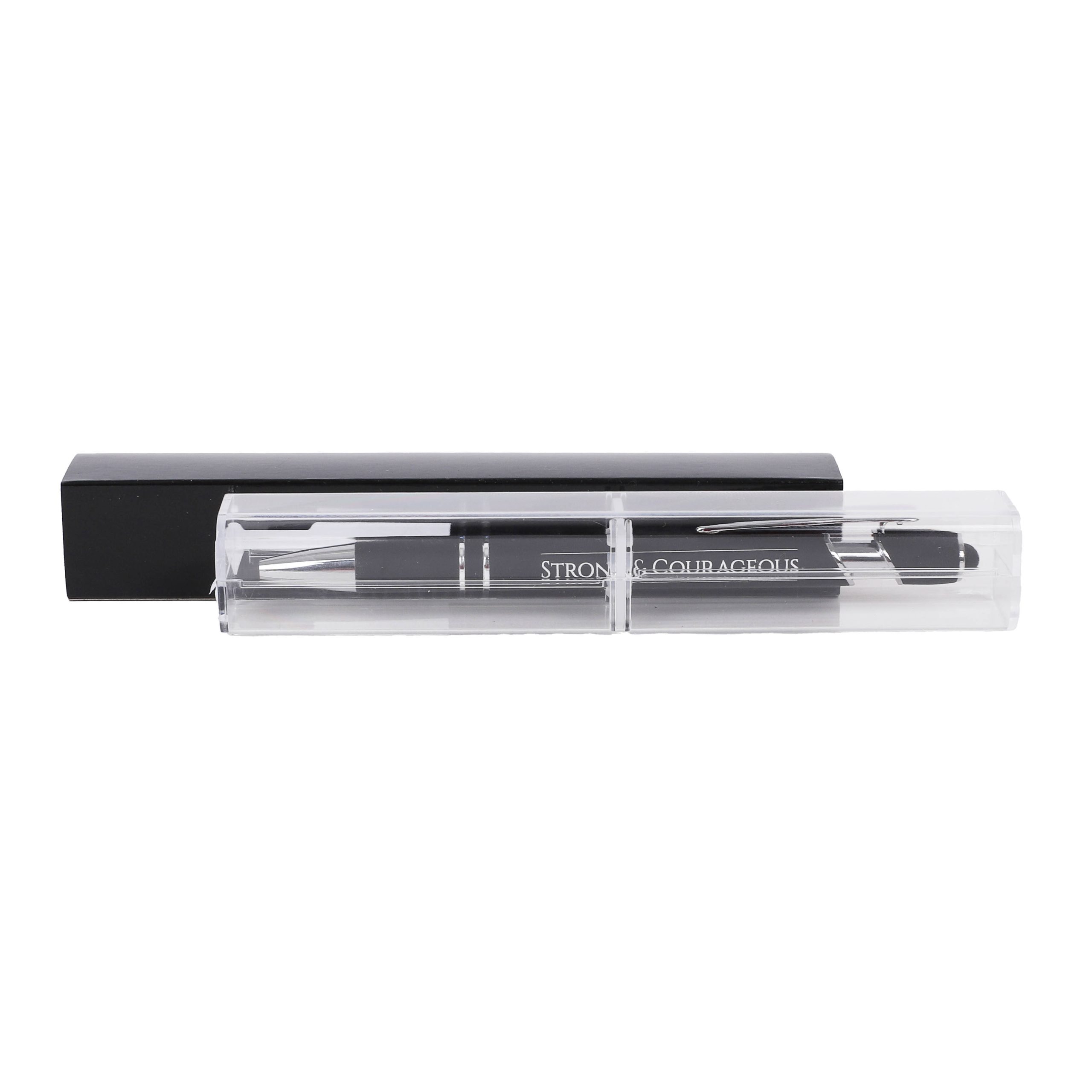 Gift Pen - Strong & Courageous - Black - Stylus Tip - Image 6