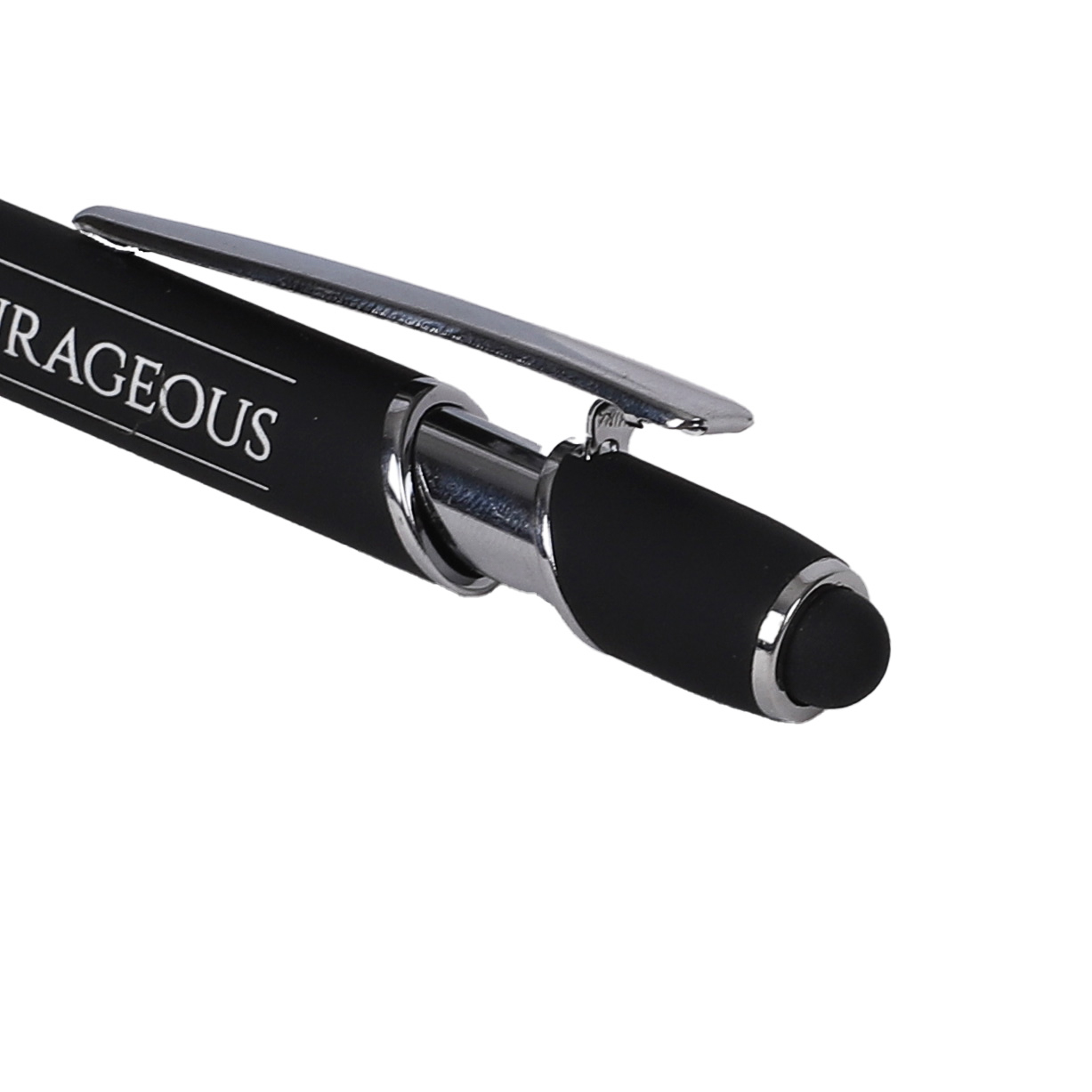 Gift Pen - Strong & Courageous - Black - Stylus Tip - Image 2