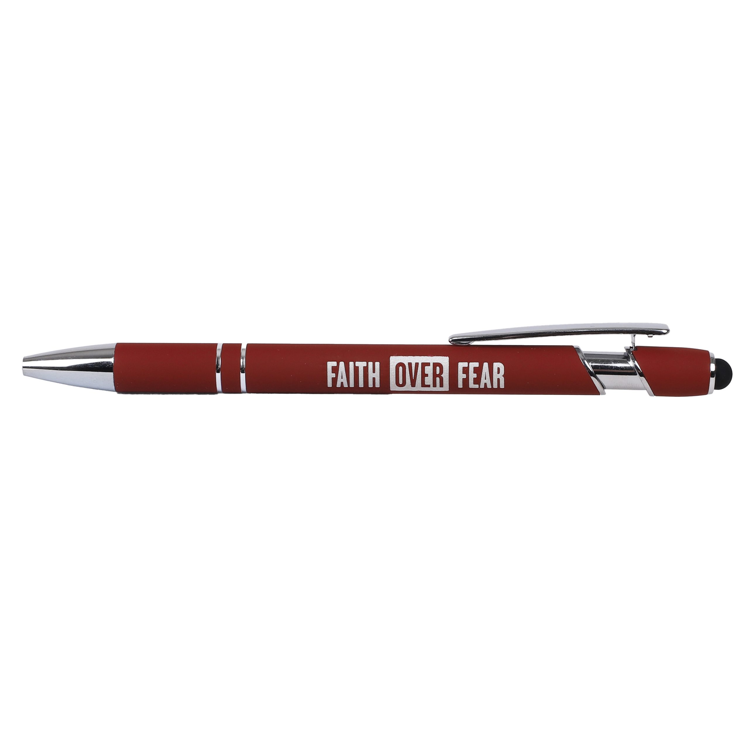 Gift Pen - Faith Over Fear - Dark Red - Stylus Tip