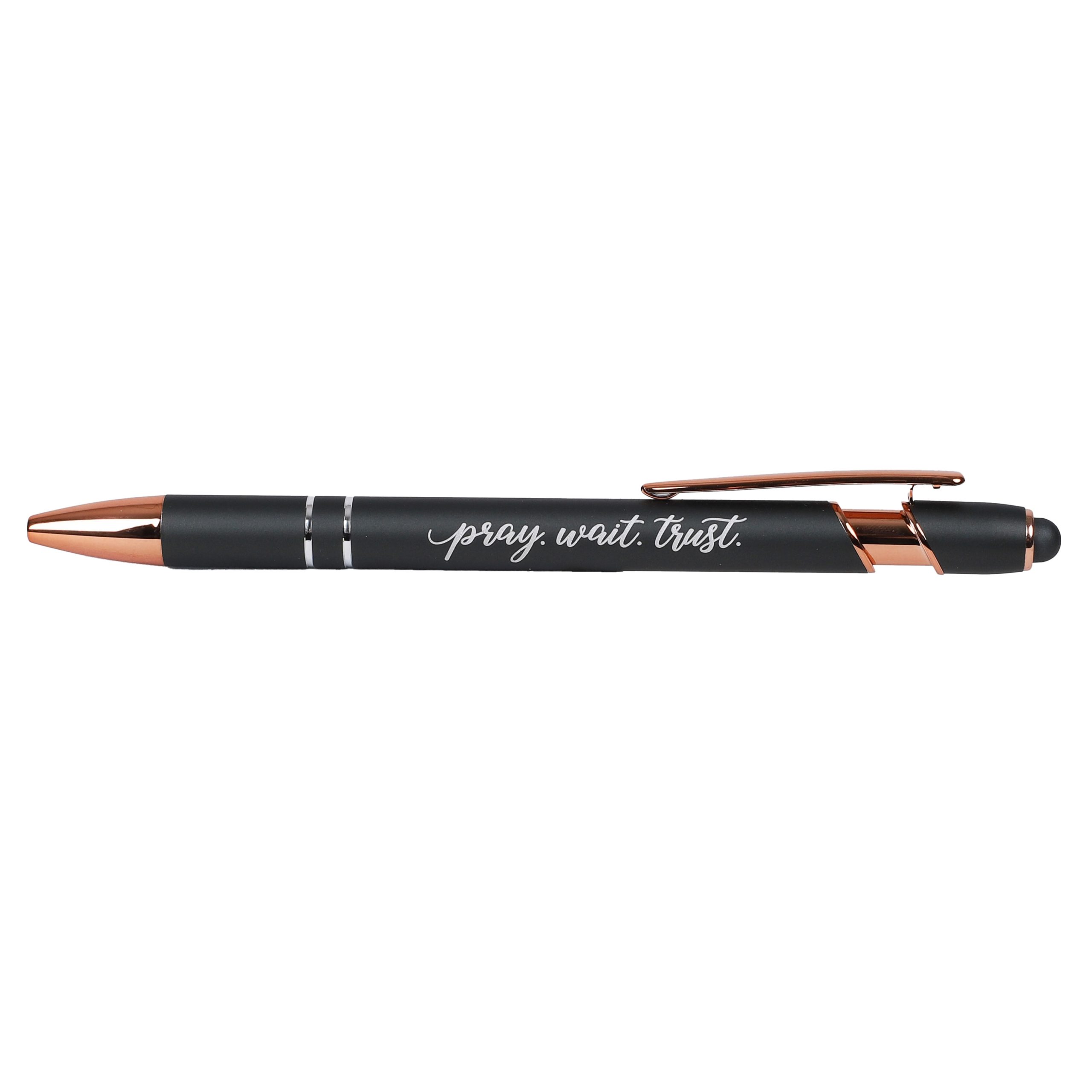Gift Pen - Pray Wait Trust - Gun Metal - Stylus Tip